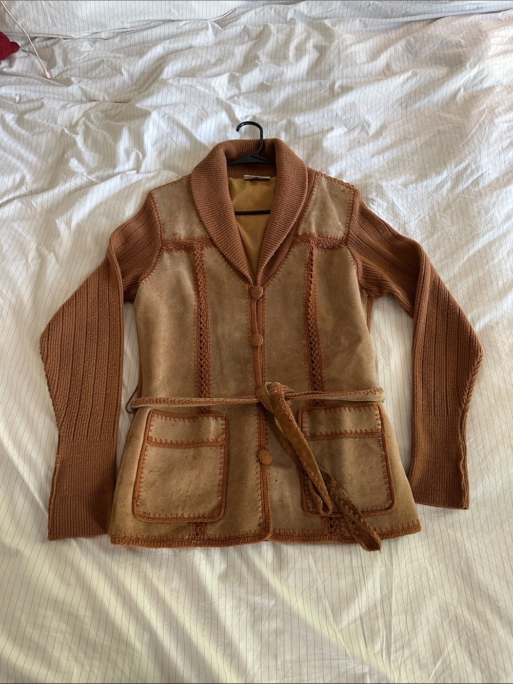 Vintage 1970’s Suede and Crochet Sweater Jacket - S